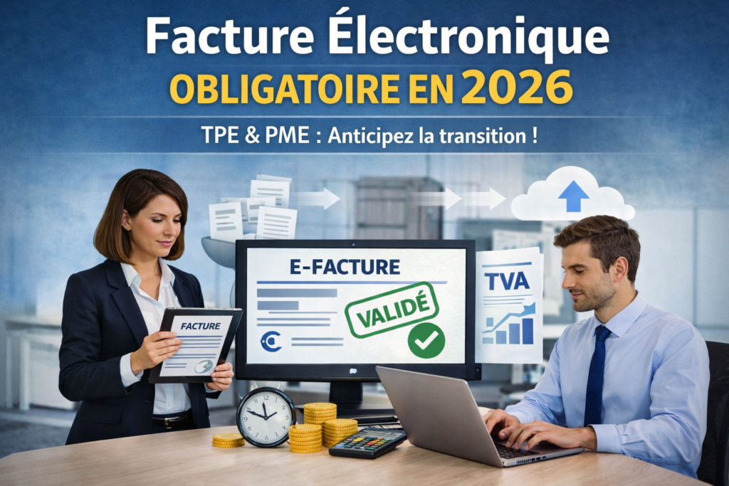 Dirigeant de TPE PME préparant la mise en place de la facture électronique obligatoire en 2026